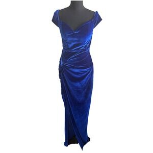 Womens Royal Blue Velvet Maxi Dress Size M Cocktail Glam Holiday NYE Formal
